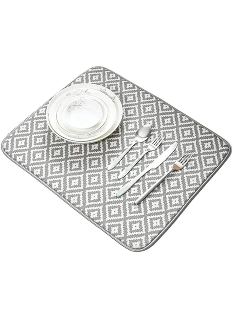 حصيرة تجفيف أطباق عالية الامتصاص - ألوان وأنماط عشوائية، خفيفة الوزن وسهلة التنظيف، تحمي الأسطح أثناء تجفيف الأطباق والأكواب وأدوات الطبخ وأدوات المطبخ - Image 1